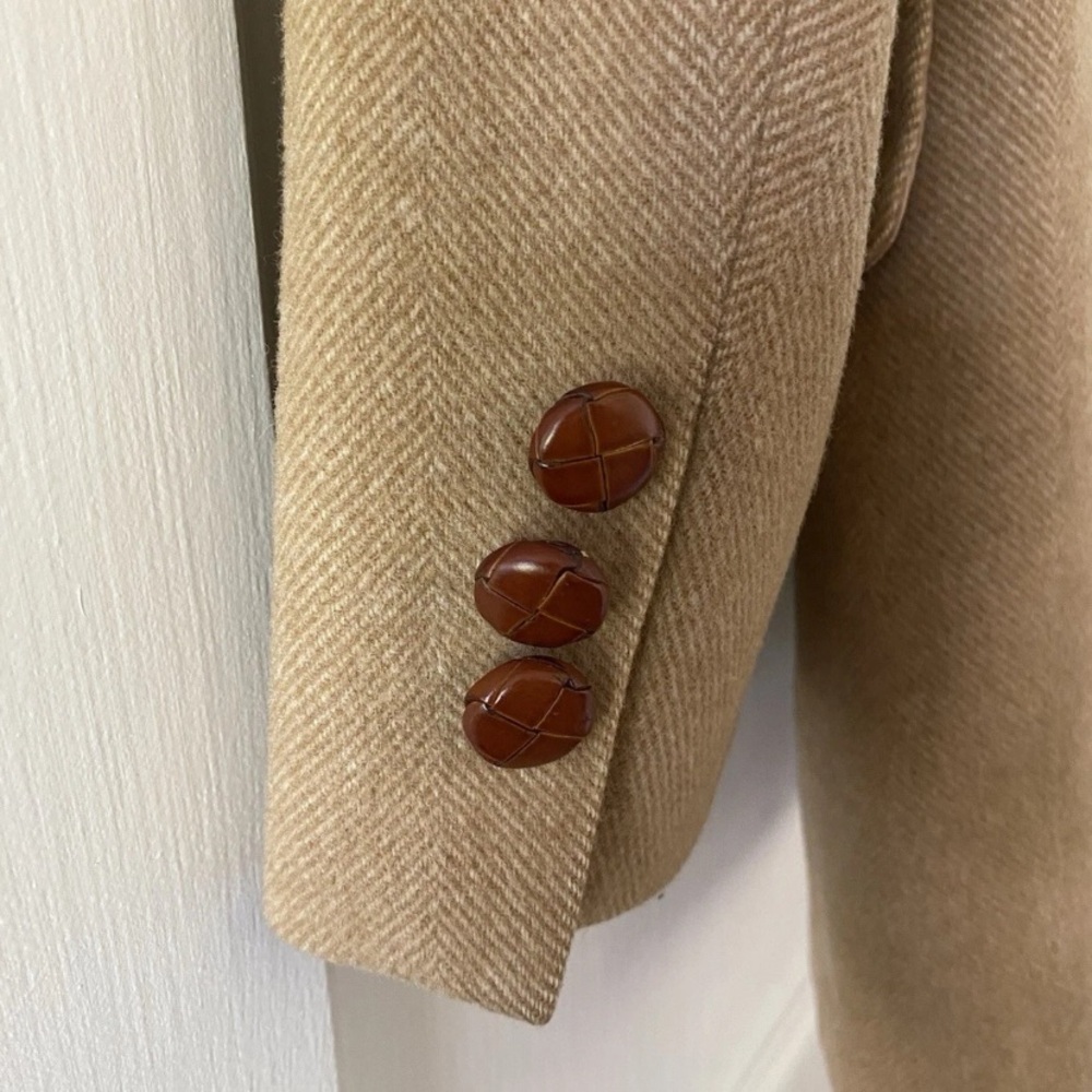 Oliver Hunt Men's Camel Hair Wool Tan Blazer Coat Unique Buttons Size 39 - Picture 4 of 8